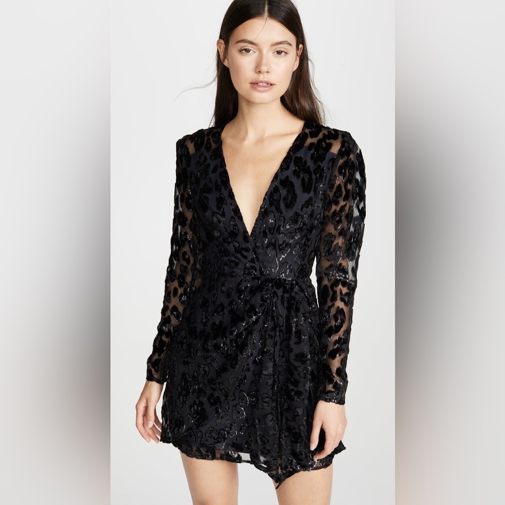 Self-Portrait Metallic Leopard Mini Dress black‎